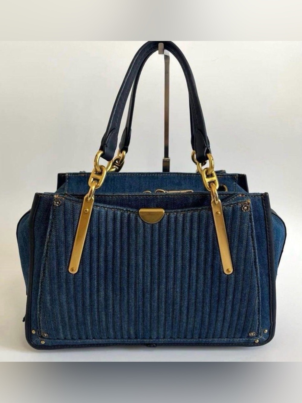 Coach Dreamer 36 Quilted Denim EUC - Picture 3 of 12